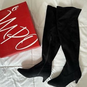 Black suede knee high boots